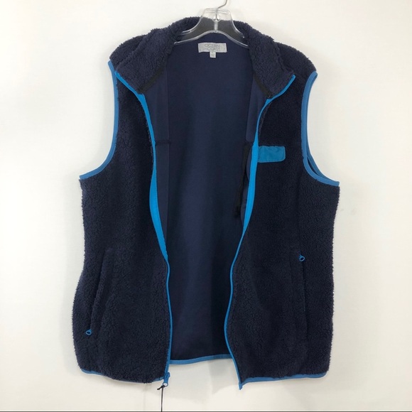 Ocean + Coast NWT Men’s Navy Fleece Vest With Pockets L - Picture 3 of 13